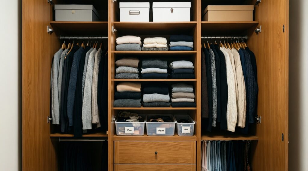 Гардероб без хаоса: система хранения, которая помогает видеть сочетания и не покупать лишнее - иллюстрация