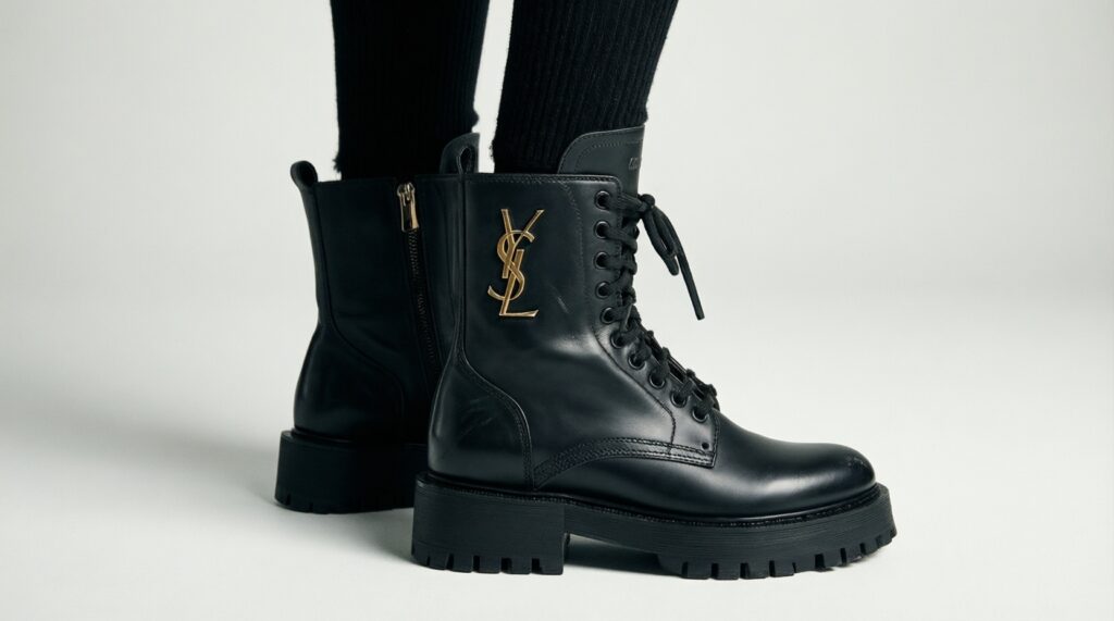 Saint Laurent за 3 вещи: формула образа (пиджак, чёрное, ботинки) и варианты на каждый день - иллюстрация