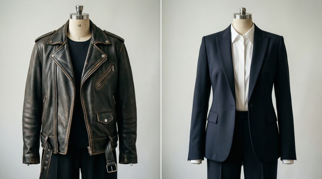 Кожаная куртка vs жакет: какая вещь даёт больше образов в духе Saint Laurent - иллюстрация