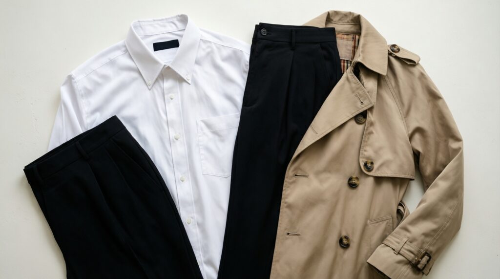 Дубликаты, которые чаще всего копятся: белые рубашки, чёрные брюки, бежевые тренчи - и чем их заменить - иллюстрация